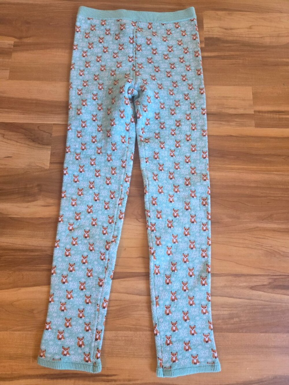Knitty Kitty Teal Fox Print Sweater Leggings Size S